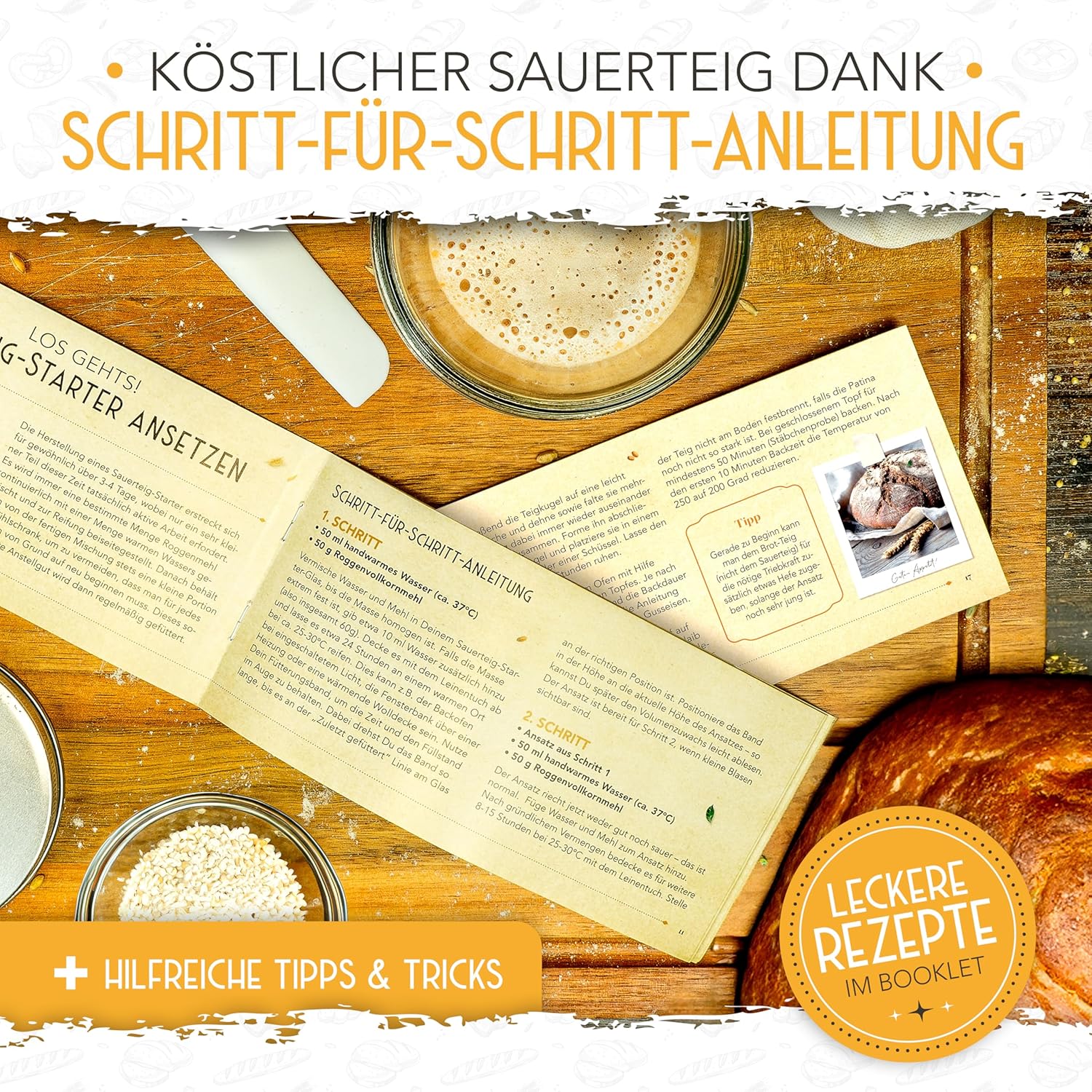 600ml Starter Set - Gärglas mit Spatel und Thermometer - Image 8