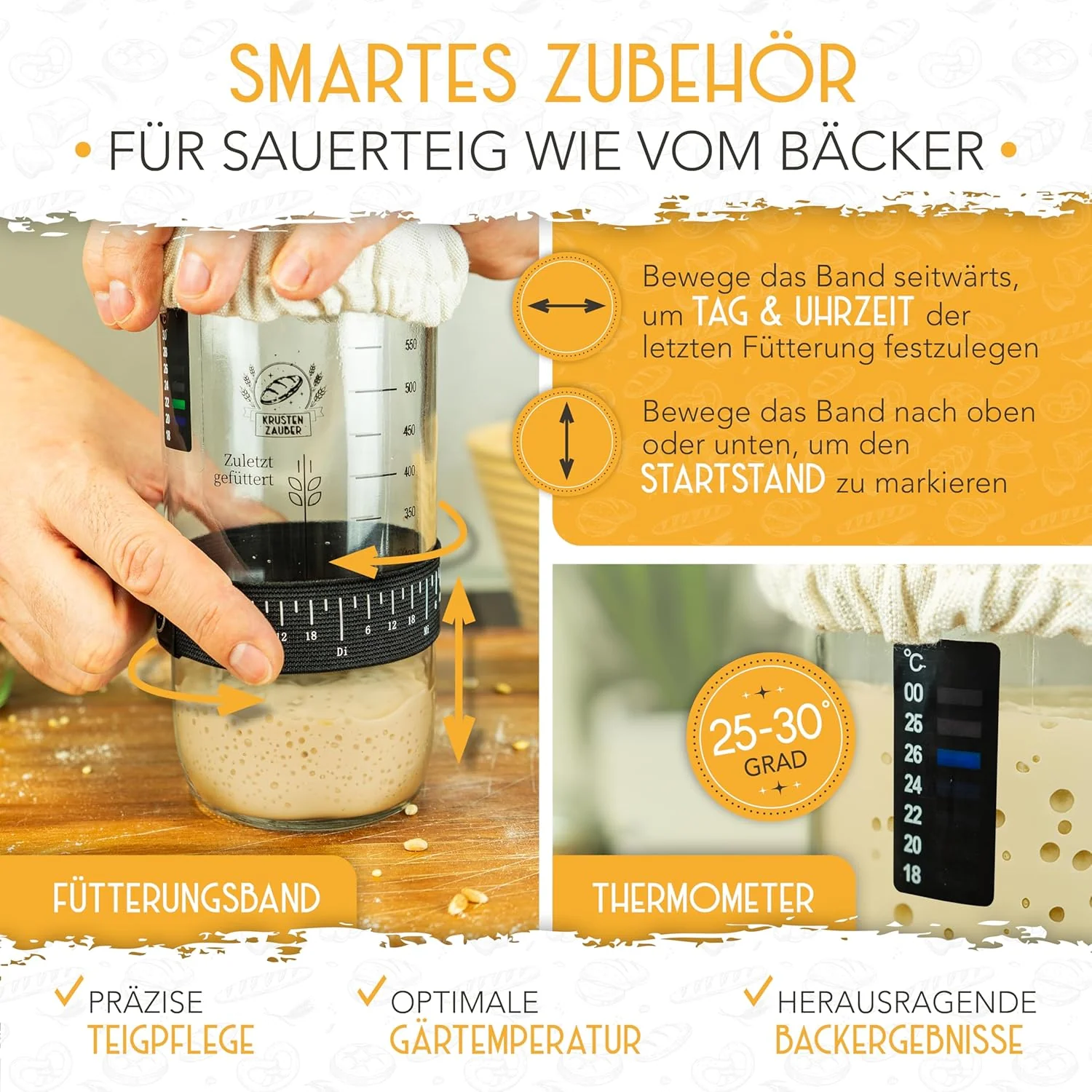 2x 600ml Starter Set - Gärglas mit Spatel und Thermometer - Image 6