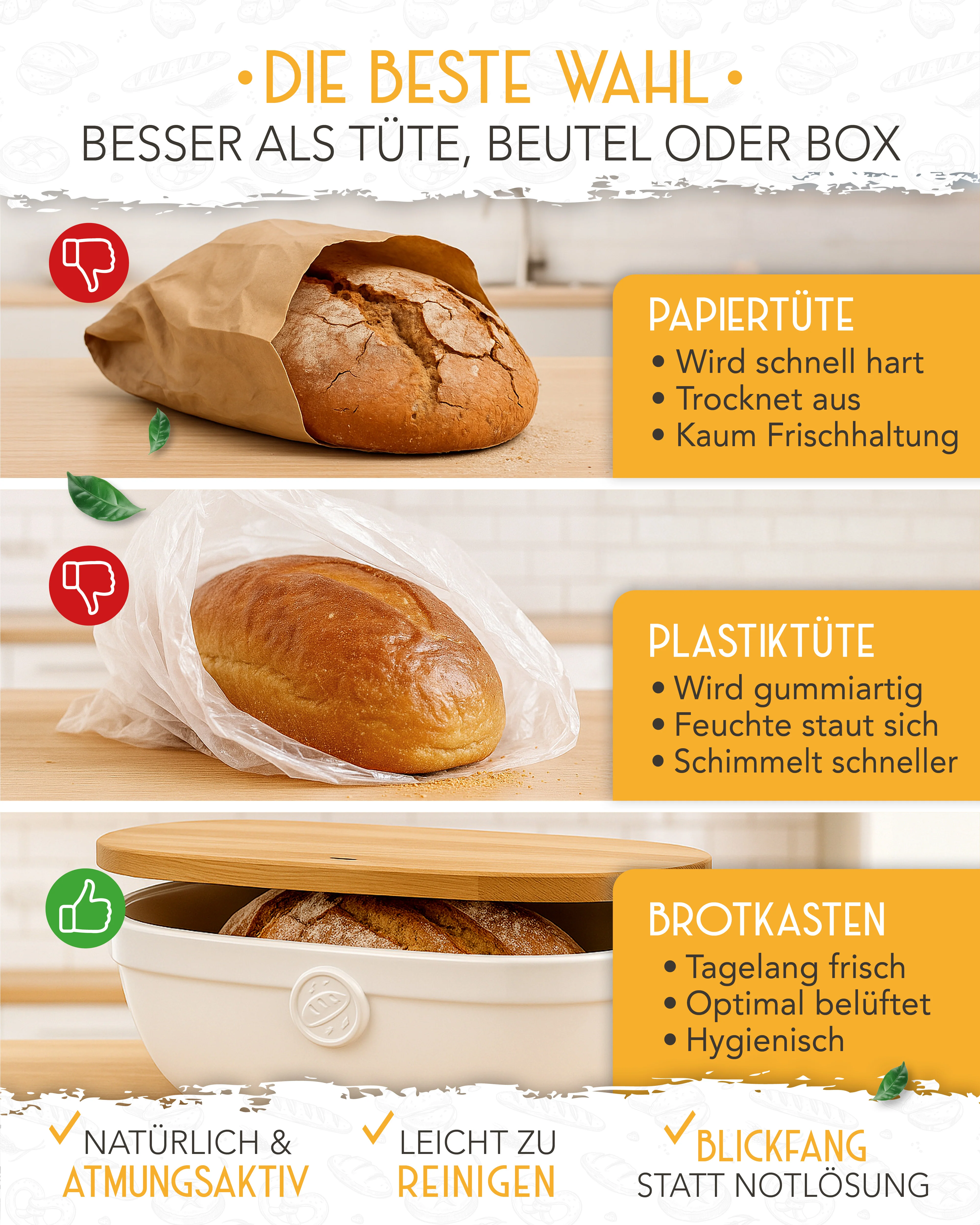 Brotkasten aus Keramik mit weißer Beschichtung - Image 5