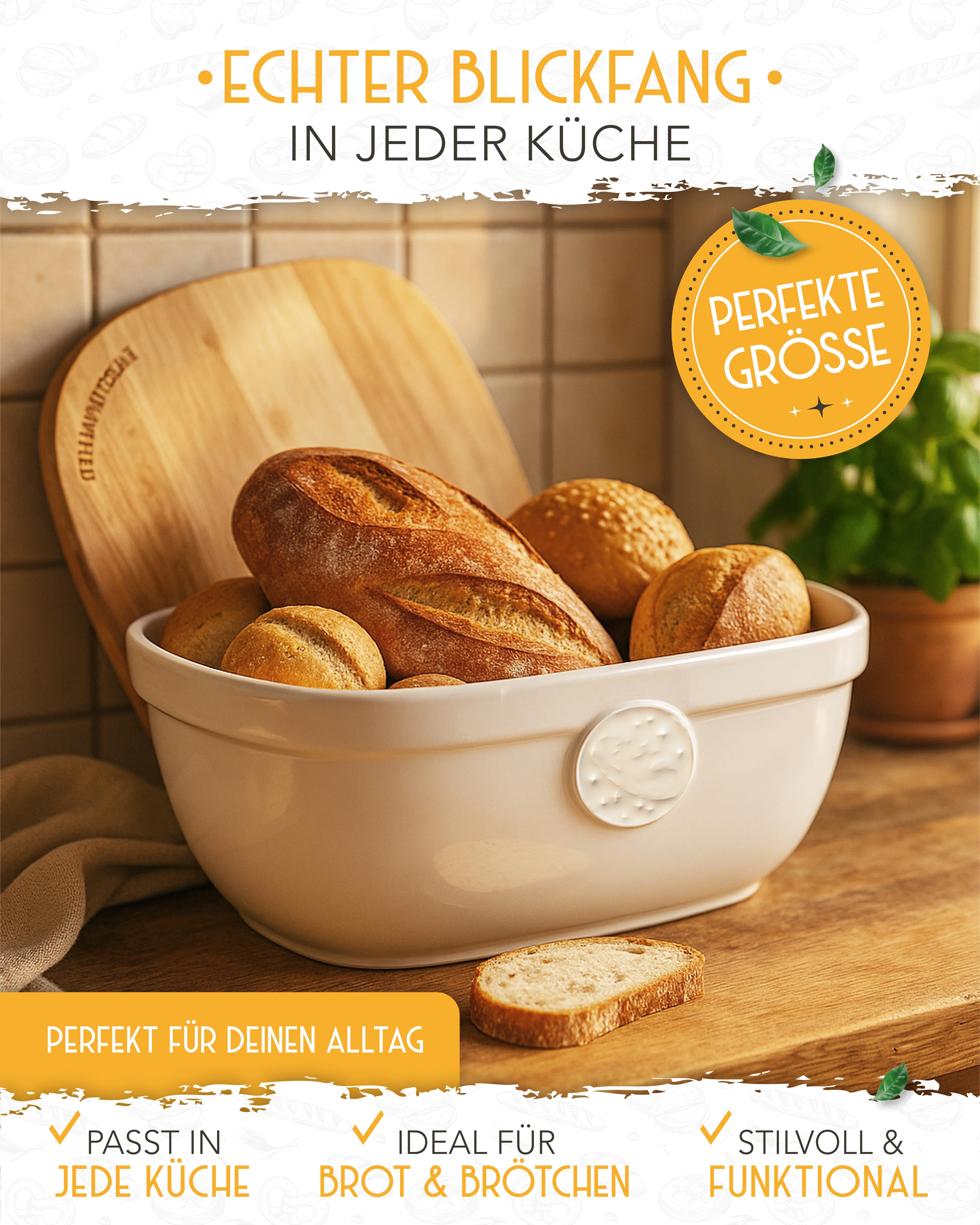 Brotkasten aus Keramik mit weißer Beschichtung - Image 6