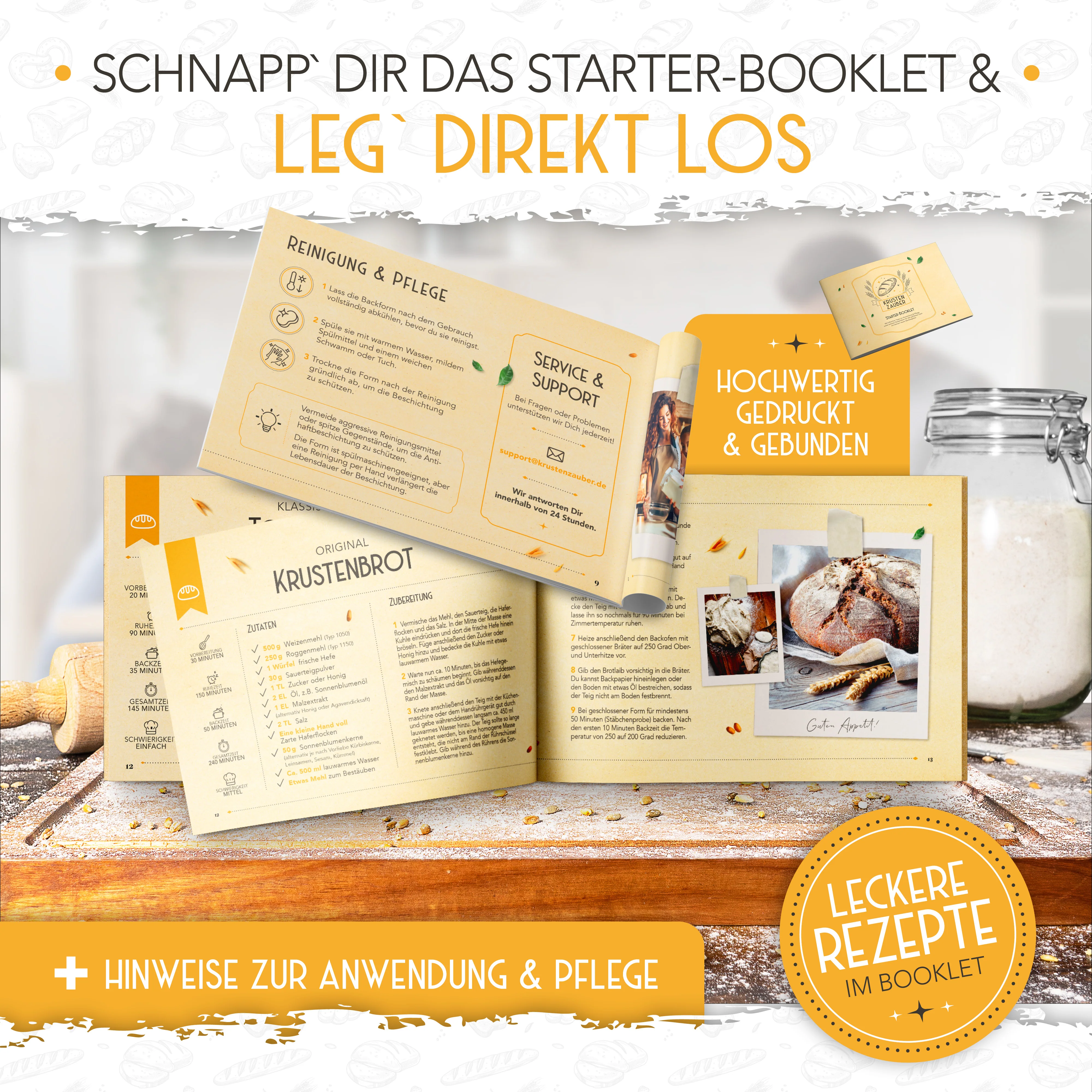 Emaille Brotbackform 28cm mit Deckel in Creme - Image 7