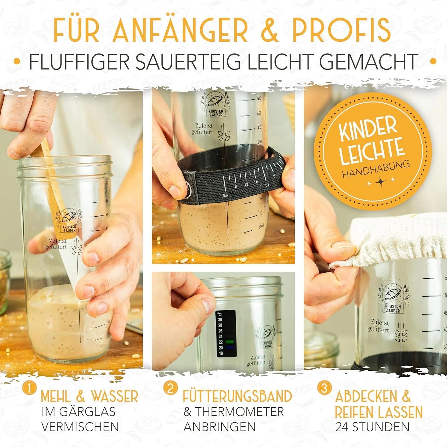 600ml Starter Set - Gärglas mit Spatel und Thermometer - Image 5