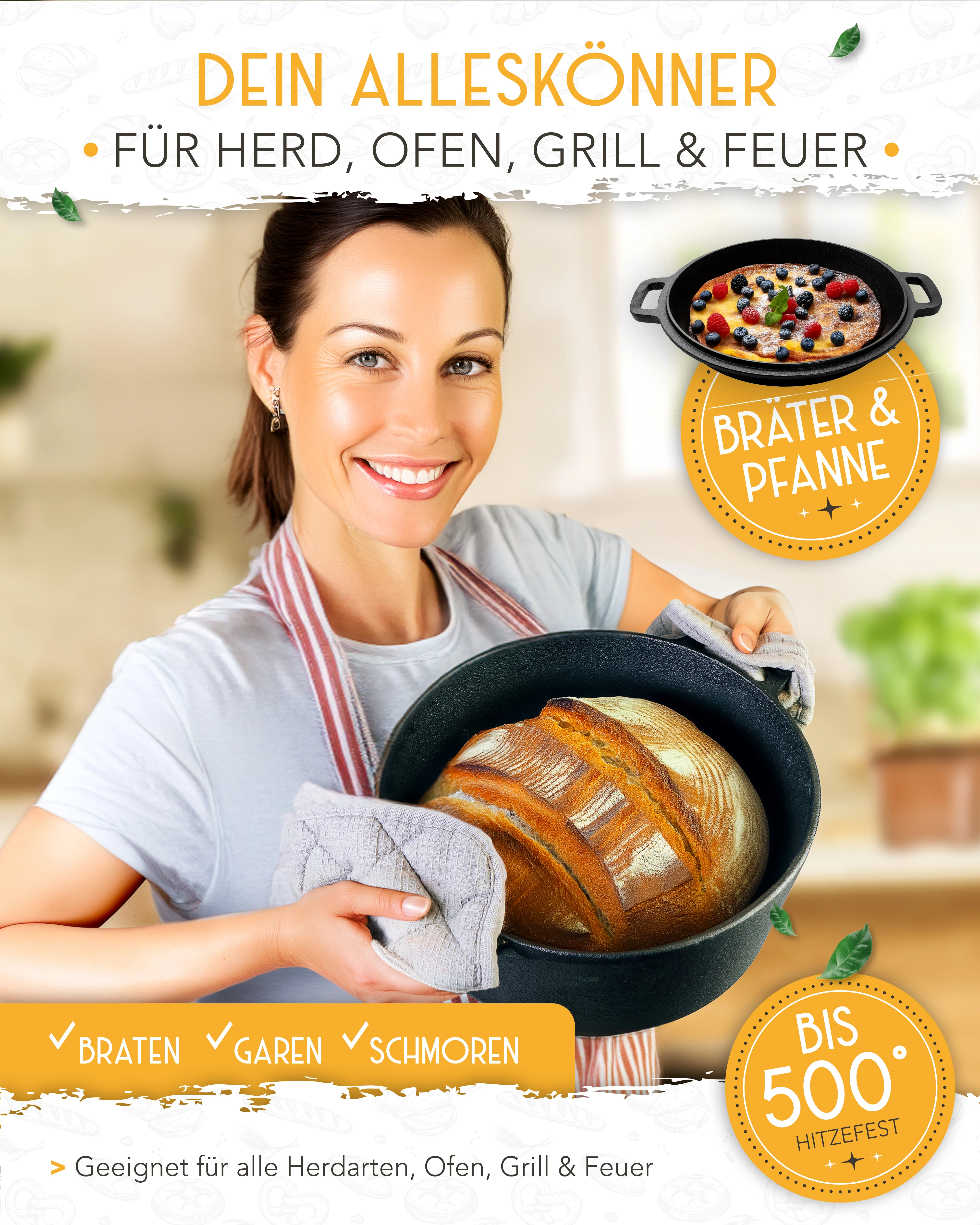 Brotliebe-Set – Gusseisentopf 4,7 l, Zubehör & Rezept-Booklet in stilvoller Verpackung - Image 6